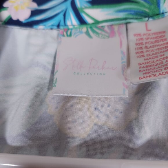 Stella Parker Tropical Floral Dress Womens Large Zip Colorful Athleisure FLAWS - Picture 12 of 15